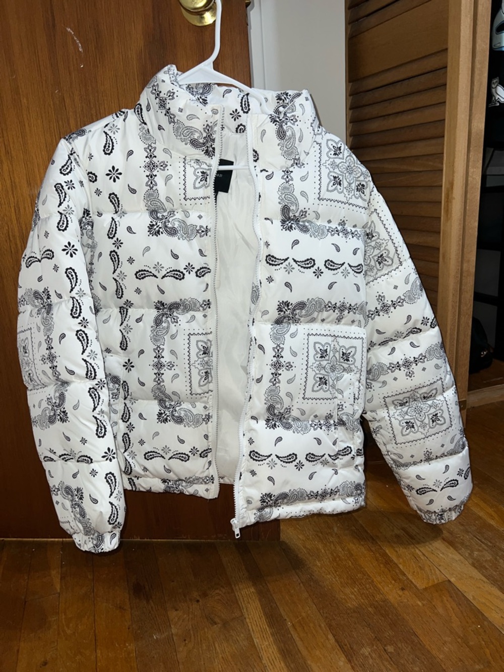 Forever 21 White Jacket with Black Bandana Detail